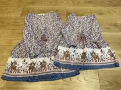 姉妹お揃い 花柄長袖ワンピース