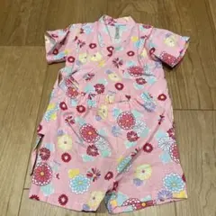 【美品】ベビー甚平/花柄/ピンク/80cm