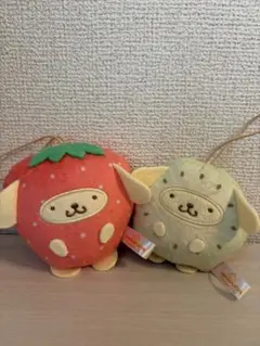 (タグ無し)ポムポムプリン　フルーツきぐるみマスコットセット いちご、キウイ