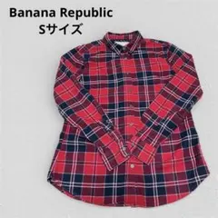 バナナリパブリック 長袖チェックシャツ レディース 赤 S ネルシャツ