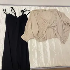 リブ編みセットアップ（黒・ベージュ）