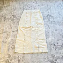 ロングスカート ダブルボタン アイボリー ナチュラル カジュアル きれいめ 綿