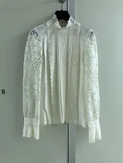 ■ERDEM × H&M■ WHITE silk×lace floral top