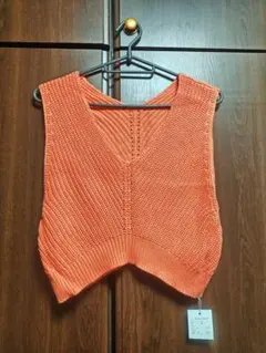 clear オレンジ ニットベスト