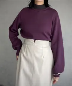 美品】&g'aime アンジェム ストライプボリュームスリーブニット