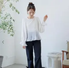 I539/美品 TO BE CHIC ニットブラウス チュニック ペプラム 46 TO BE CHIC - I539/美品 TO BE CHIC ニットブラウス チュニック