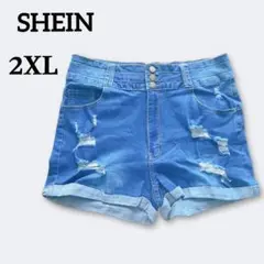 SHEIN ダメージデニムショートパンツ 2XL 大きいサイズ ジーンズ