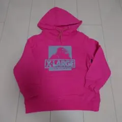 X-LARGE フード付きパーカー ピンク
