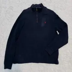 近年タグ ポロラルフローレン ハーフジップ ポニー刺繡 セーター ニット 紺