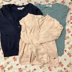 H&M カーディガン 130cm 3点セット (ネイビー、ピンク、グリーン)