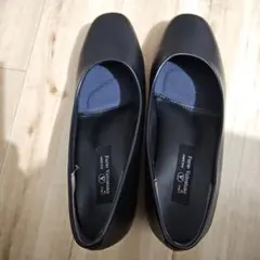 ローヒール黒パンプス4cm高、23.5EEEE