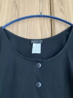 アニエスベー 黒 半袖 ひざ丈ワンピース