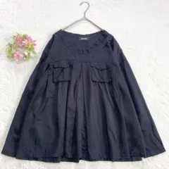 【ZUCCA】 レーヨン ステンカラー 艶 ブラウス (M) ワイド ゆったりめのサムネイル