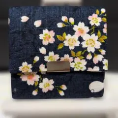桜とウサギのデザイン和柄小銭入れ ボックス型
