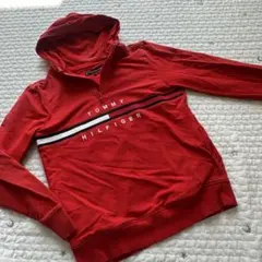 TOMMY HILFIGER リブインサートハーフジップパーカー　150