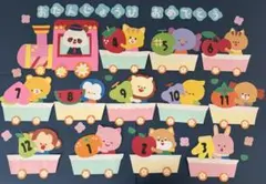 壁面飾り誕生日表動物くだもの列車