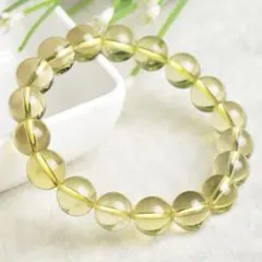 天然無処理 レモンクォーツ ブレスレット 8～9mm玉 内径16cm 天然石