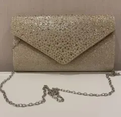 パーティーバッグ ベージュ 大人可愛い ラインストーン 挙式 二次会 クラッチ