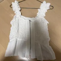 【JEANASIS】 2WAYワッシャーZIPキャミ ホワイト