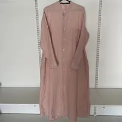 シャルパンティエ　ドゥ　ヴェッソ　ピンク リネン100%シャツワンピース 長袖