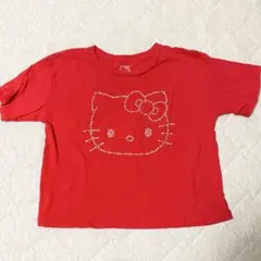 ハローキティ 半袖Tシャツ レッド ラインストーン サンリオ　10-12歳のサムネイル