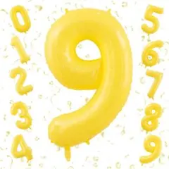 数字バルーン 40インチ 約100cm ナンバーバルーン 【9 黄色】