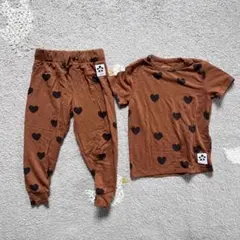 mini rodini ハート柄 ブラウン パンツ Tシャツセットのサムネイル