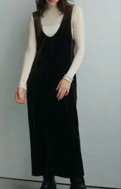 新品 ベロア ロング丈 ワンピース anuke　アンヌーク　ブラウン　M