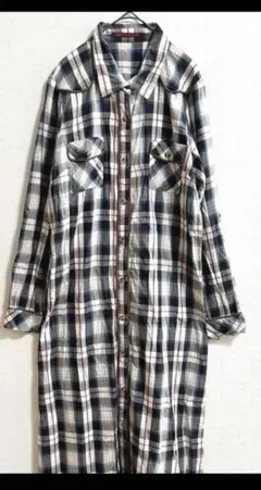 チェックのロングワンピース