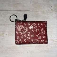 COACH 花柄 パスケース 赤