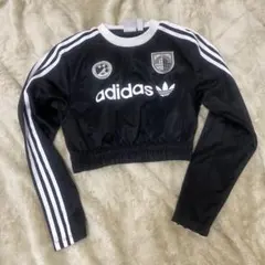 adidas クロップド長袖Tシャツ ブラック