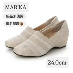 【新品】マリカ MARIKA 4Eラメ使い ウエッジパンプス ライトベージュ