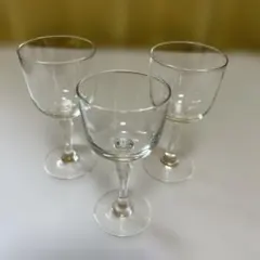 透明ガラス製ワイングラス3個