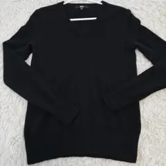 UNIQLO　ユニクロ　カシミヤ100%　ニット　ブラック　Vネック