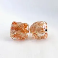 サンストーンのレジンピアス　きれいめ　大人
