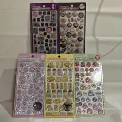 和柄　ボンボンドロップシール　5枚セット　サンドイッチ　桜　ダルマ　漢字