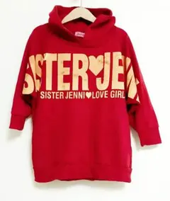 JENNI＊ジェニィ＊ドルマンパーカーワンピース＊ダメージ加工ロゴプリント110