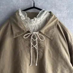 古着　ヴィンテージ レトロ　刺繍　総柄シャツ　used ビンテージ　希少