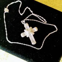 Silver925　最高級Zc 　ダイヤモンド　クロス　スクリューネックレスのサムネイル