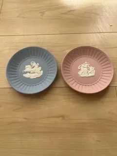 Wedgwood 青 ピンク 皿 2枚セット