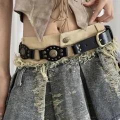 Y2K風 レザーベルト ブラック 韓国 ヴィンテージ 新品