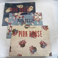 PINK HOUSE ショップ袋 3点セット 大きめサイズ 花柄