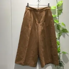 イング M ブラウン ワイドパンツ ガウチョパンツ サイドポケット 体型カバー