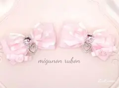 ヘアクリップリボン♡ピンク キラキラハート 薔薇 量産型 地雷系 ロリィタ