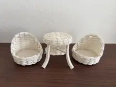 ホワイトラタン風　ミニチュア家具セット　ハンドメイド　クラフトバンド