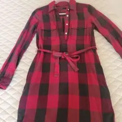 GAP 赤黒チェック シャツワンピース XS