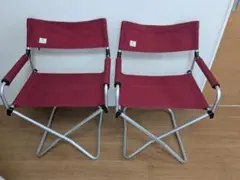 【中古美品】 2脚セット　FDチェアワイド(レッド) snow peak（スノーピーク） FDチェアワイドRD LV-077RD 折りたたみイス