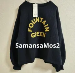 Samansa Mos2キルティングフロッキーロゴプリントスウェット　バルーン袖