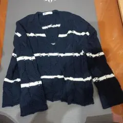 ZARA ネイビー ホワイト ケーブルニット M
