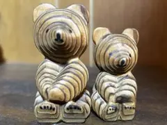 木製クマの置物 2体セット